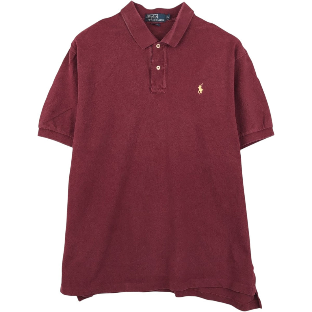 Ralph Lauren POLO by Ralph Lauren short sleeve polo shirt, men's XL size cotton Red type red-purple Vintage Second Hand