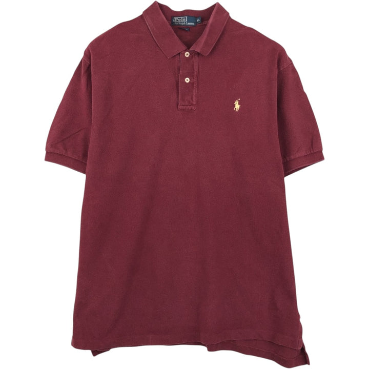Ralph Lauren POLO by Ralph Lauren short sleeve polo shirt, men's XL size cotton Red type red-purple Vintage Second Hand