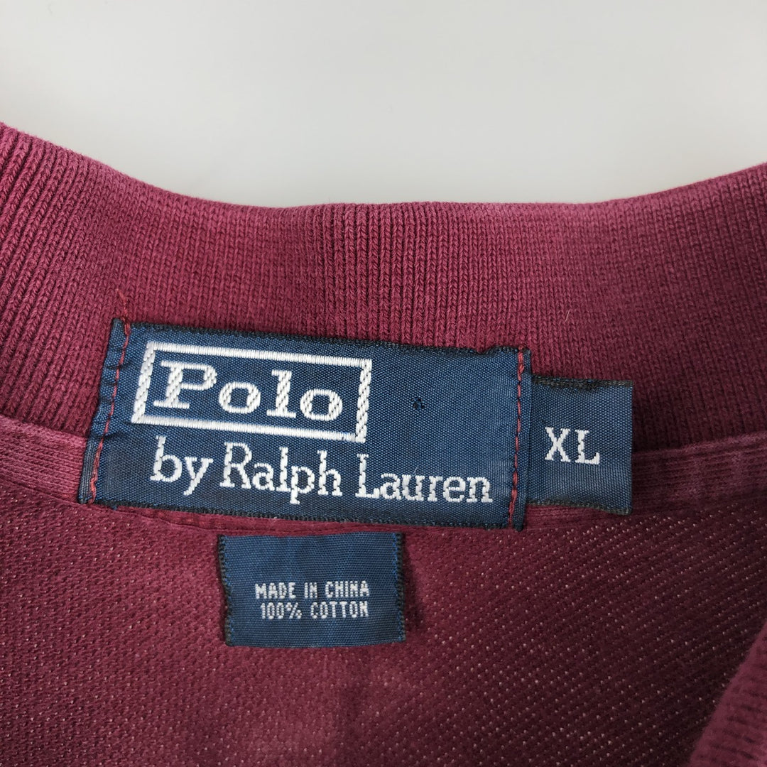 Ralph Lauren POLO by Ralph Lauren short sleeve polo shirt, men's XL size cotton Red type red-purple Vintage Second Hand