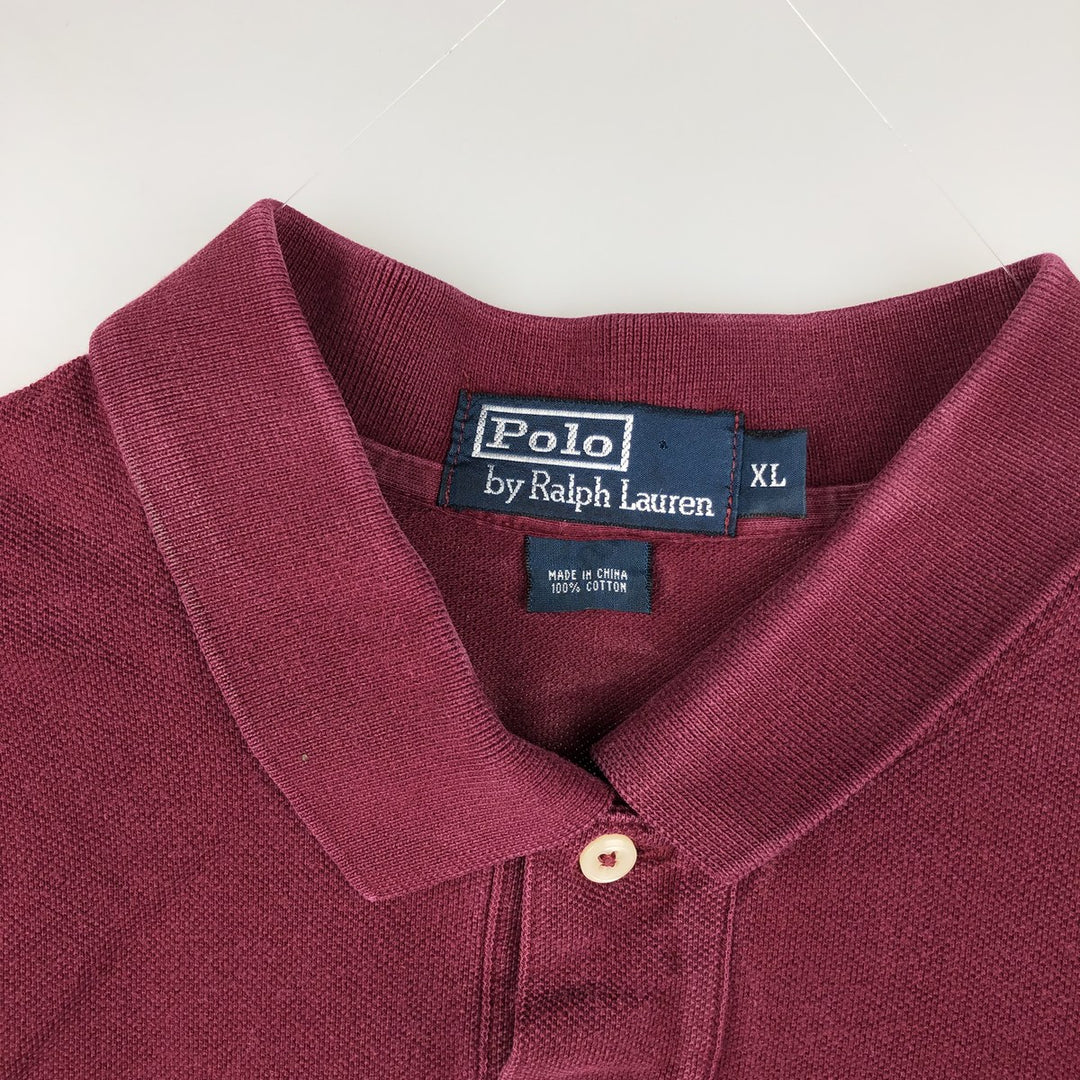 Ralph Lauren POLO by Ralph Lauren short sleeve polo shirt, men's XL size cotton Red type red-purple Vintage Second Hand