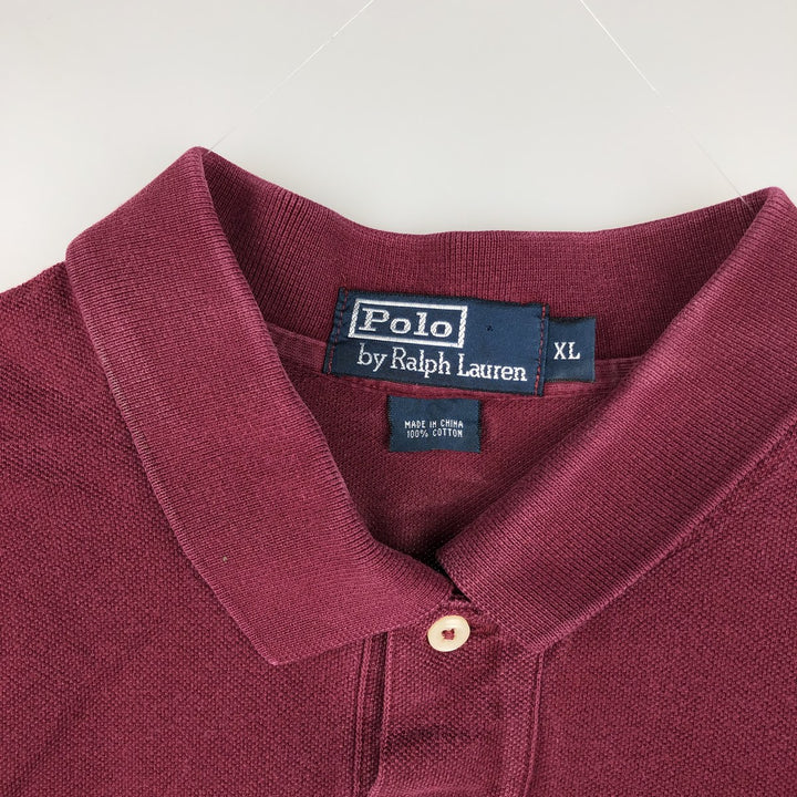 Ralph Lauren POLO by Ralph Lauren short sleeve polo shirt, men's XL size cotton Red type red-purple Vintage Second Hand