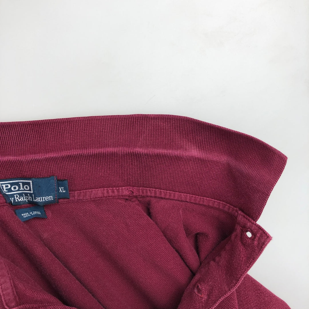 Ralph Lauren POLO by Ralph Lauren short sleeve polo shirt, men's XL size cotton Red type red-purple Vintage Second Hand