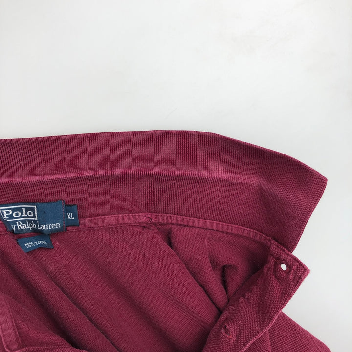 Ralph Lauren POLO by Ralph Lauren short sleeve polo shirt, men's XL size cotton Red type red-purple Vintage Second Hand