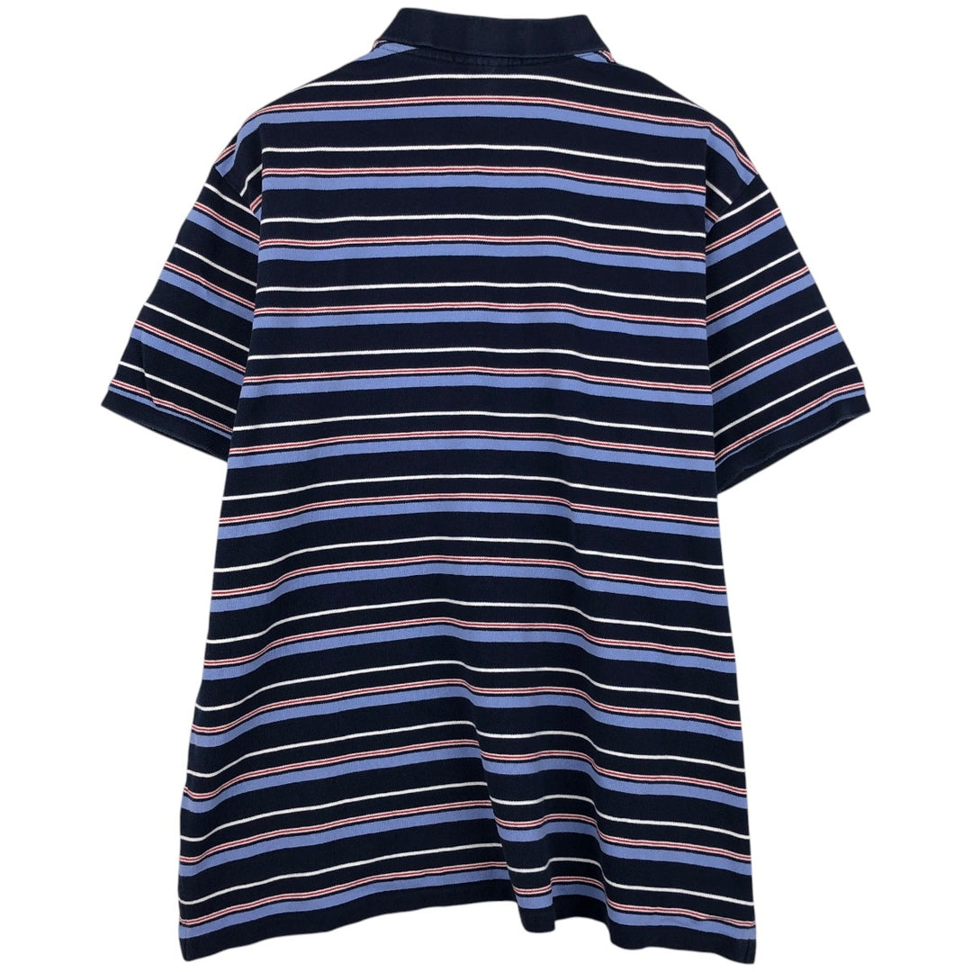 Ralph Lauren POLO by Ralph Lauren CUSTOM FIT Multi-stripe Short-Sleeve Polo Shirt, Men's XXL equivalent. cotton navy blue type Vintage Second Hand