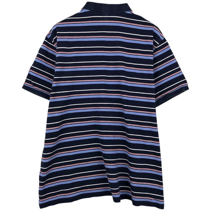 Ralph Lauren POLO by Ralph Lauren CUSTOM FIT Multi-stripe Short-Sleeve Polo Shirt, Men's XXL equivalent. cotton navy blue type Vintage Second Hand
