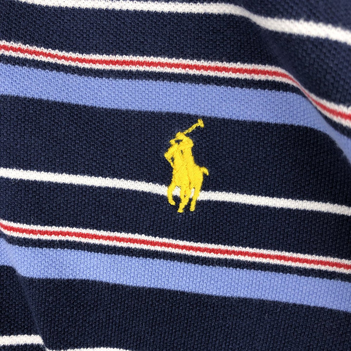 Ralph Lauren POLO by Ralph Lauren CUSTOM FIT Multi-stripe Short-Sleeve Polo Shirt, Men's XXL equivalent. cotton navy blue type Vintage Second Hand