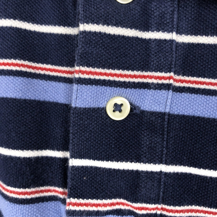 Ralph Lauren POLO by Ralph Lauren CUSTOM FIT Multi-stripe Short-Sleeve Polo Shirt, Men's XXL equivalent. cotton navy blue type Vintage Second Hand