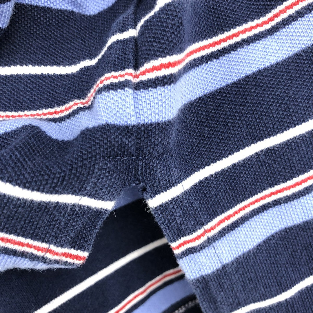 Ralph Lauren POLO by Ralph Lauren CUSTOM FIT Multi-stripe Short-Sleeve Polo Shirt, Men's XXL equivalent. cotton navy blue type Vintage Second Hand