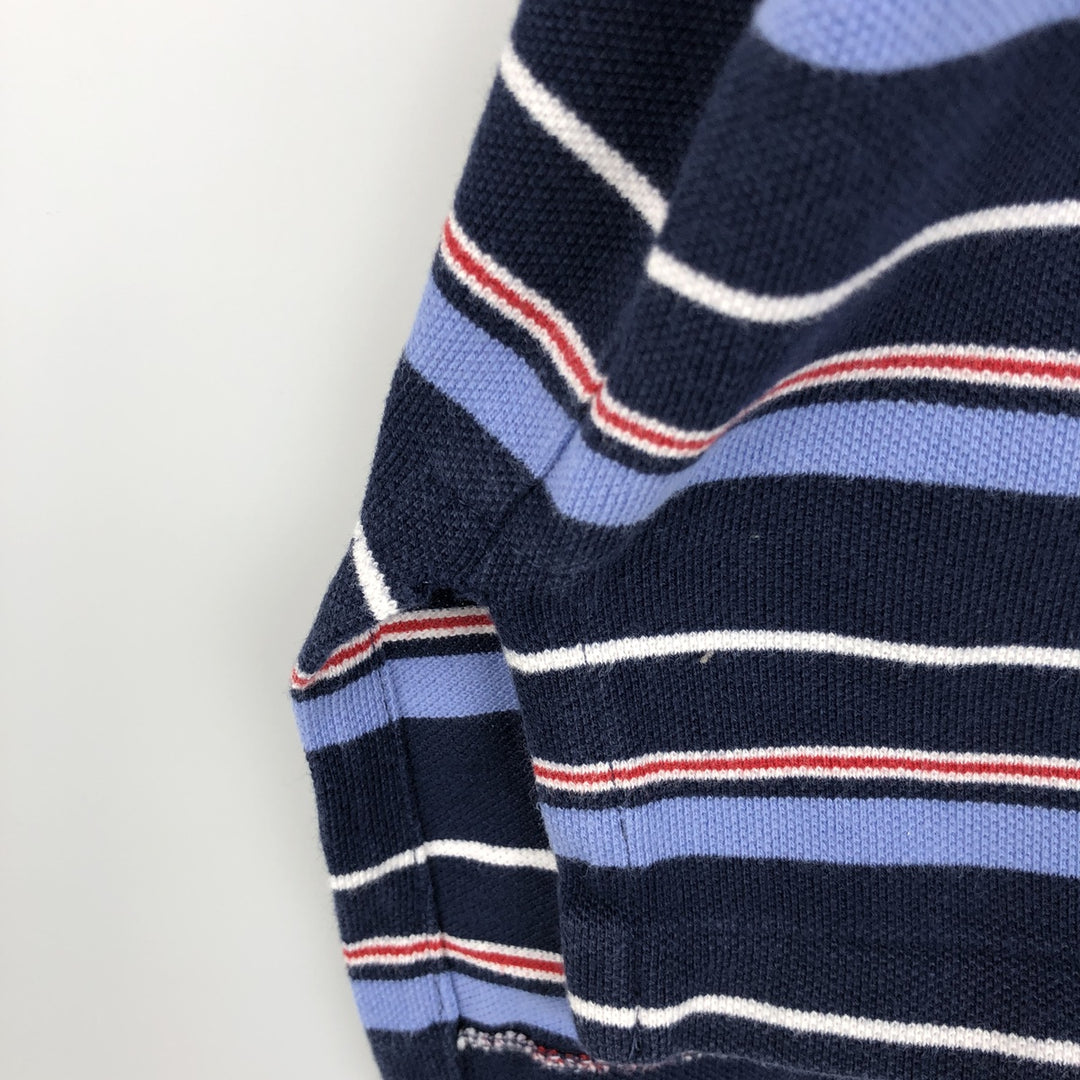 Ralph Lauren POLO by Ralph Lauren CUSTOM FIT Multi-stripe Short-Sleeve Polo Shirt, Men's XXL equivalent. cotton navy blue type Vintage Second Hand