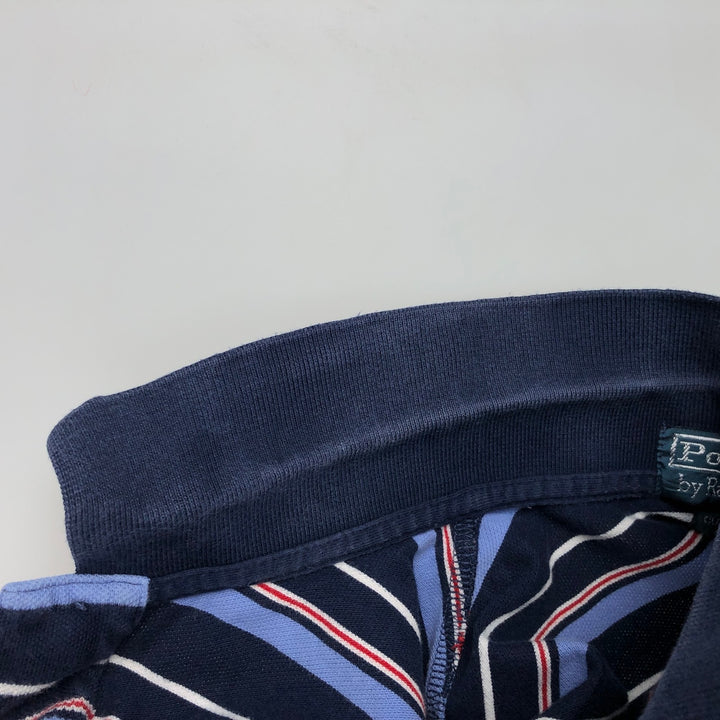 Ralph Lauren POLO by Ralph Lauren CUSTOM FIT Multi-stripe Short-Sleeve Polo Shirt, Men's XXL equivalent. cotton navy blue type Vintage Second Hand