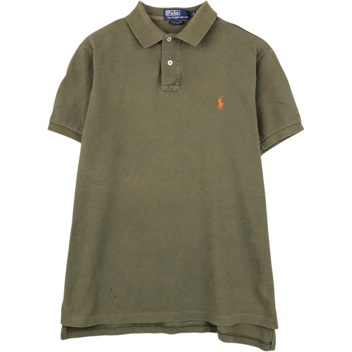 Ralph Lauren POLO by Ralph Lauren CUSTOM FIT short sleeve polo shirt, men's size L cotton Khaki type sage green Vintage Second Hand