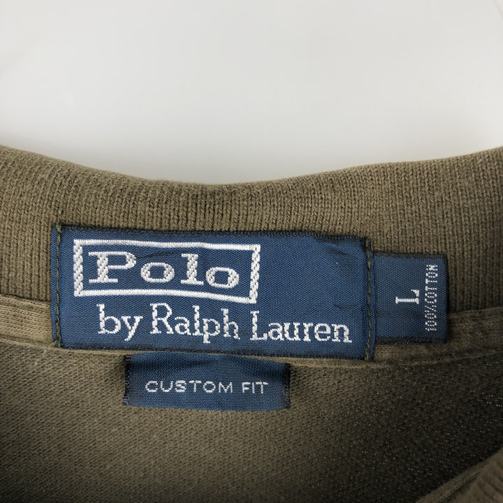 Ralph Lauren POLO by Ralph Lauren CUSTOM FIT short sleeve polo shirt, men's size L cotton Khaki type sage green Vintage Second Hand
