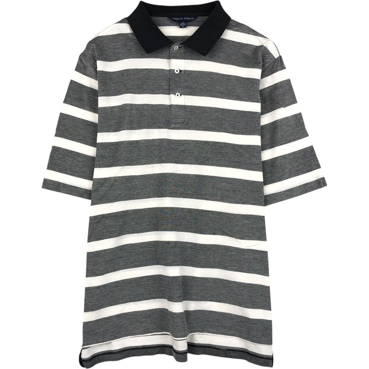 Ralph Lauren POLO GOLF striped short-sleeved polo shirt, men's size XL (approx.) Pima Cotton black type Vintage Second Hand
