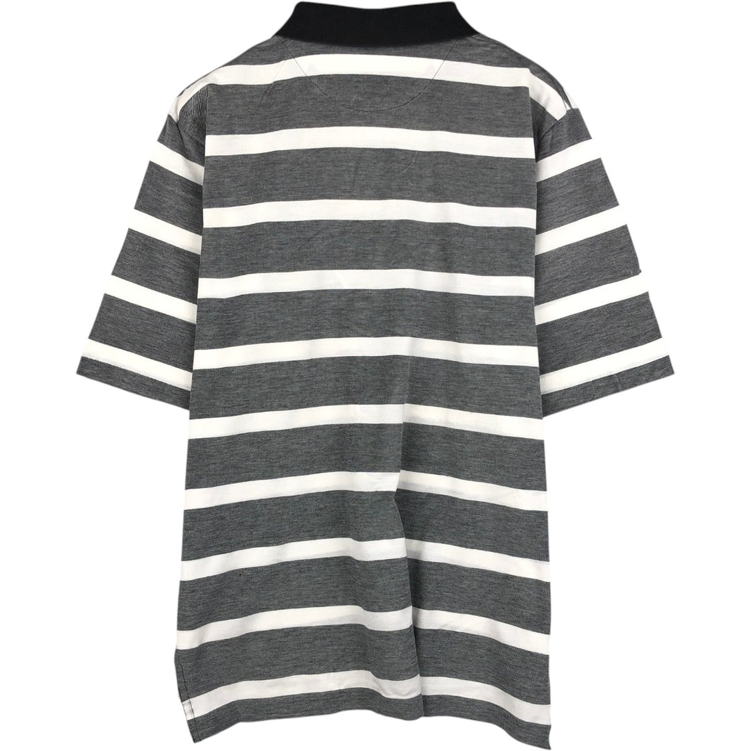 Ralph Lauren POLO GOLF striped short-sleeved polo shirt, men's size XL (approx.) Pima Cotton black type Vintage Second Hand
