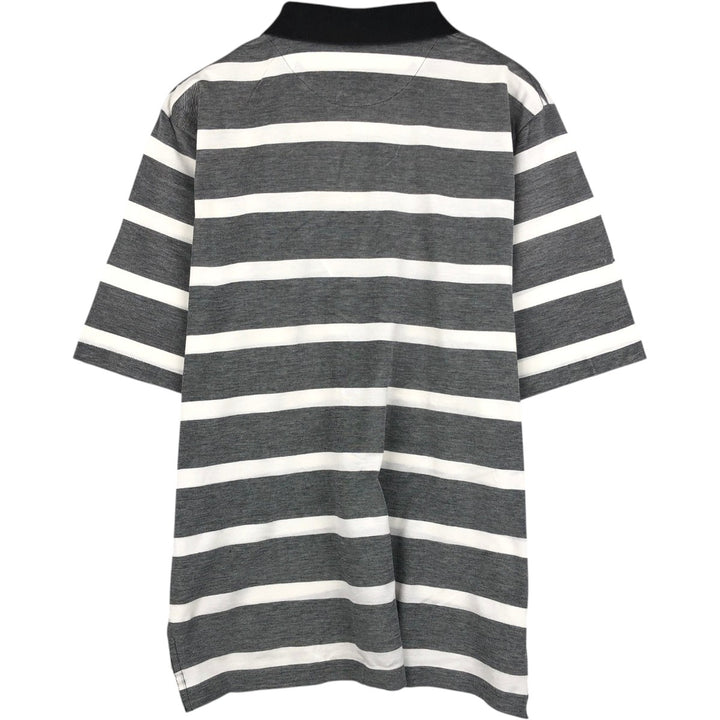 Ralph Lauren POLO GOLF striped short-sleeved polo shirt, men's size XL (approx.) Pima Cotton black type Vintage Second Hand