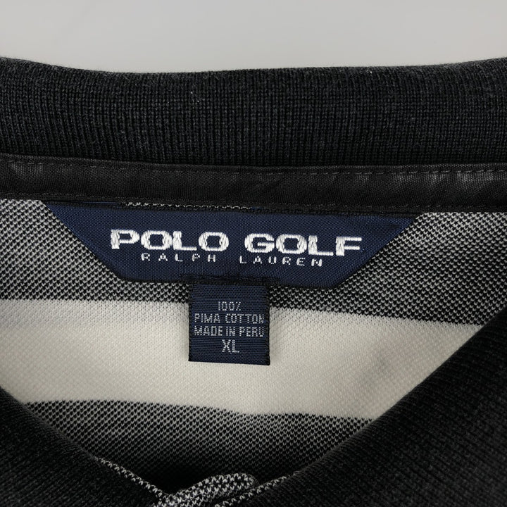 Ralph Lauren POLO GOLF striped short-sleeved polo shirt, men's size XL (approx.) Pima Cotton black type Vintage Second Hand