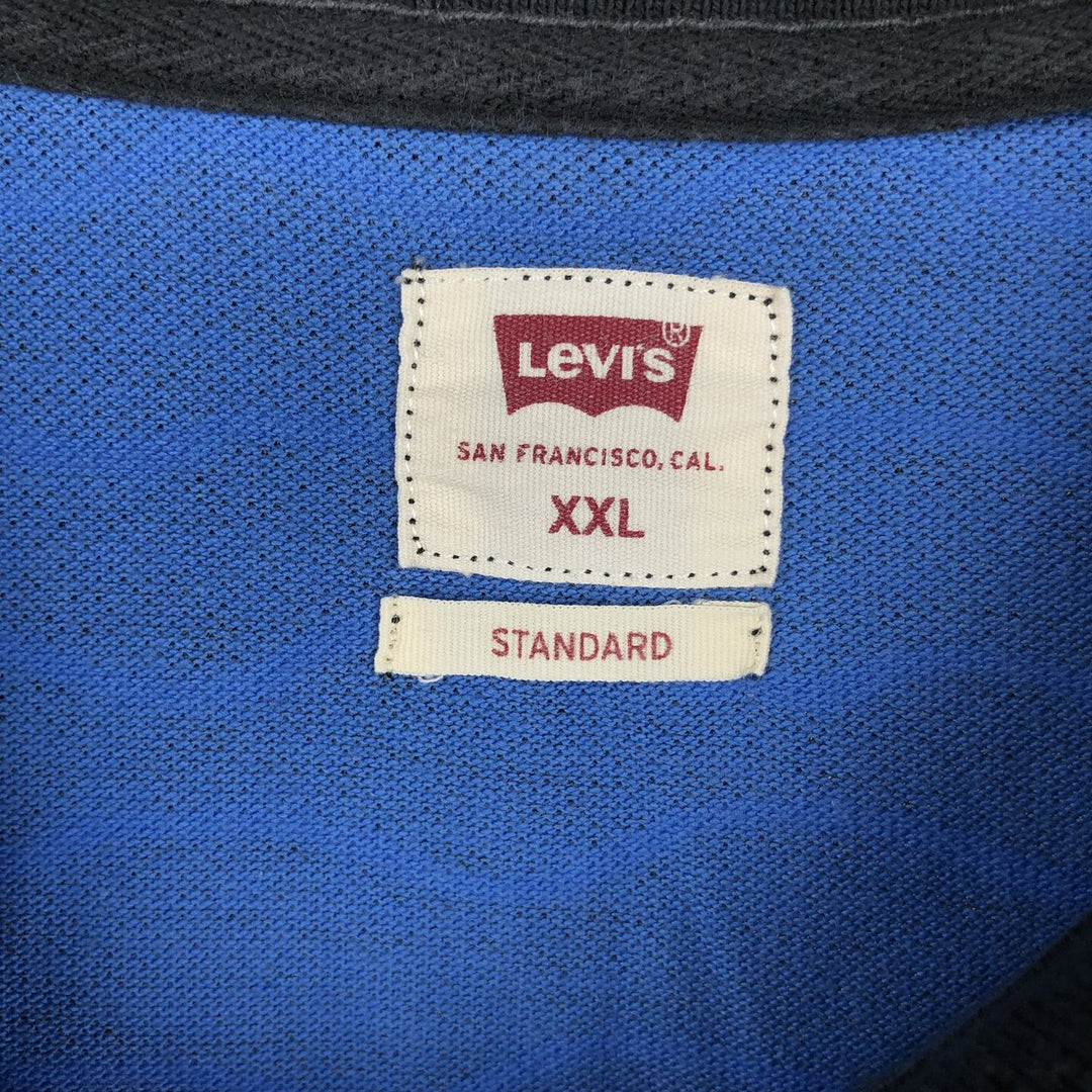 Levi's all-over print short-sleeved polo shirt, men's size XXL. cotton black type Vintage Second Hand