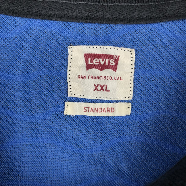 Levi's all-over print short-sleeved polo shirt, men's size XXL. cotton black type Vintage Second Hand