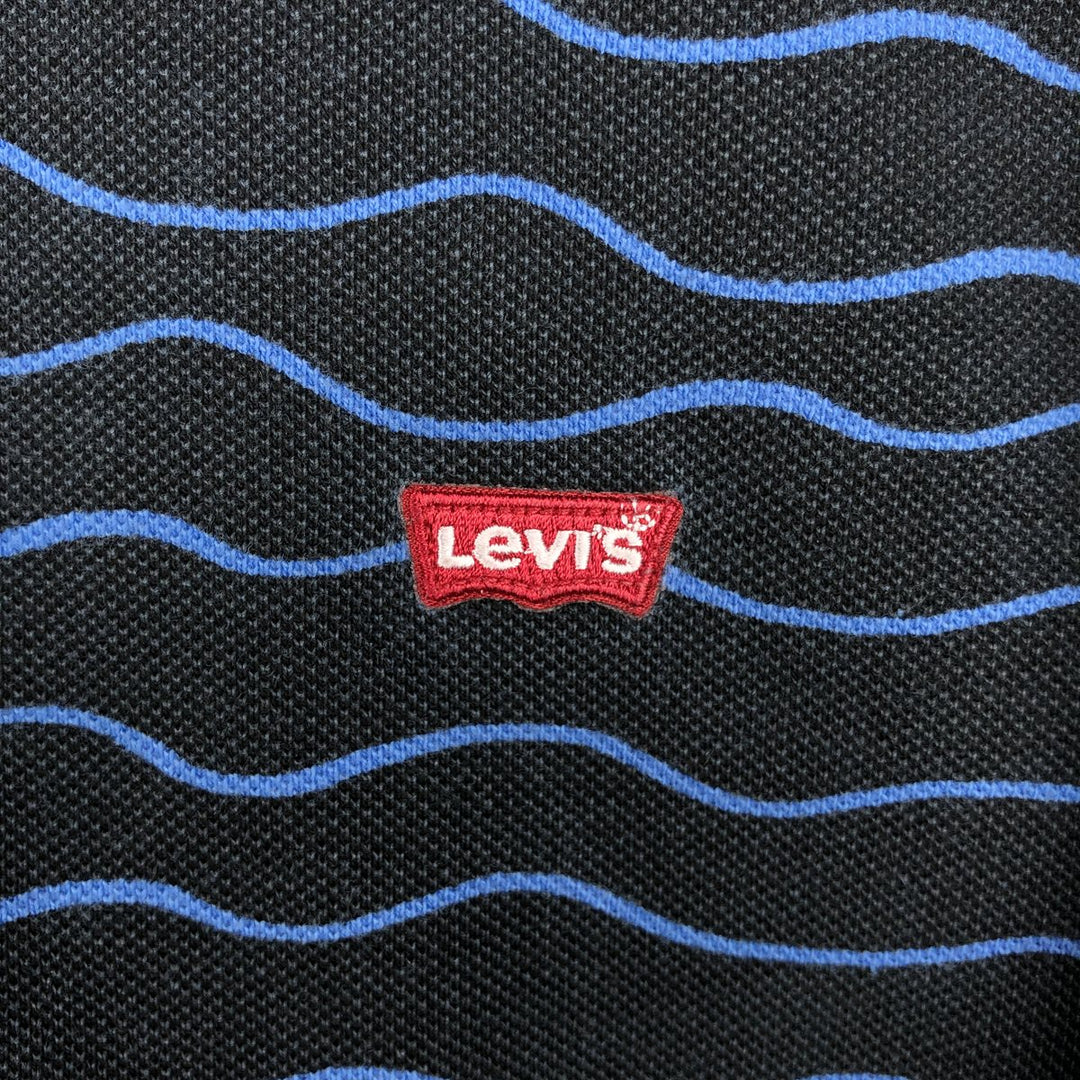 Levi's all-over print short-sleeved polo shirt, men's size XXL. cotton black type Vintage Second Hand