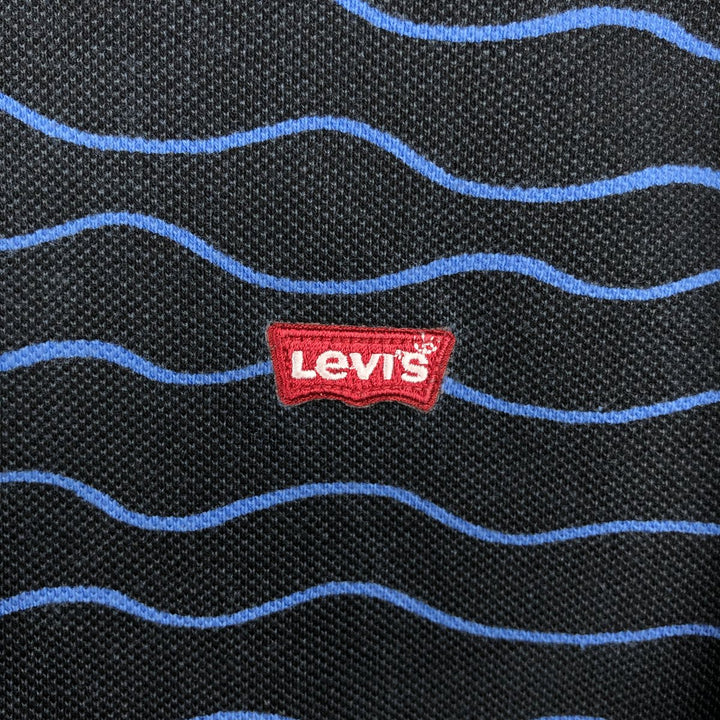 Levi's all-over print short-sleeved polo shirt, men's size XXL. cotton black type Vintage Second Hand