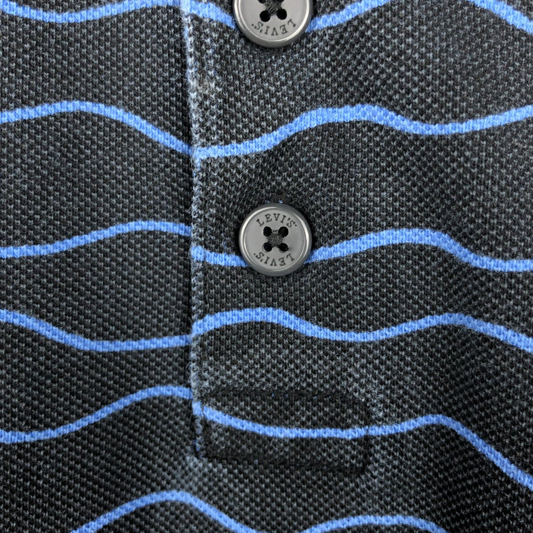 Levi's all-over print short-sleeved polo shirt, men's size XXL. cotton black type Vintage Second Hand