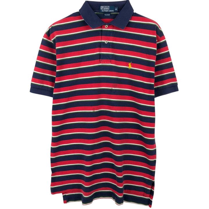 Ralph Lauren POLO by Ralph Lauren short sleeve striped polo shirt, men's size M cotton tricolor color Vintage Second Hand
