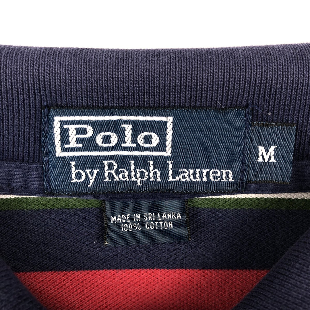 Ralph Lauren POLO by Ralph Lauren short sleeve striped polo shirt, men's size M cotton tricolor color Vintage Second Hand