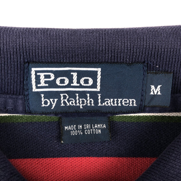Ralph Lauren POLO by Ralph Lauren short sleeve striped polo shirt, men's size M cotton tricolor color Vintage Second Hand