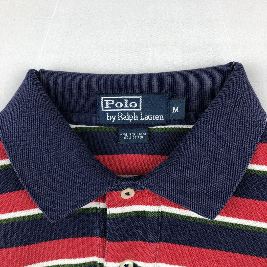 Ralph Lauren POLO by Ralph Lauren short sleeve striped polo shirt, men's size M cotton tricolor color Vintage Second Hand