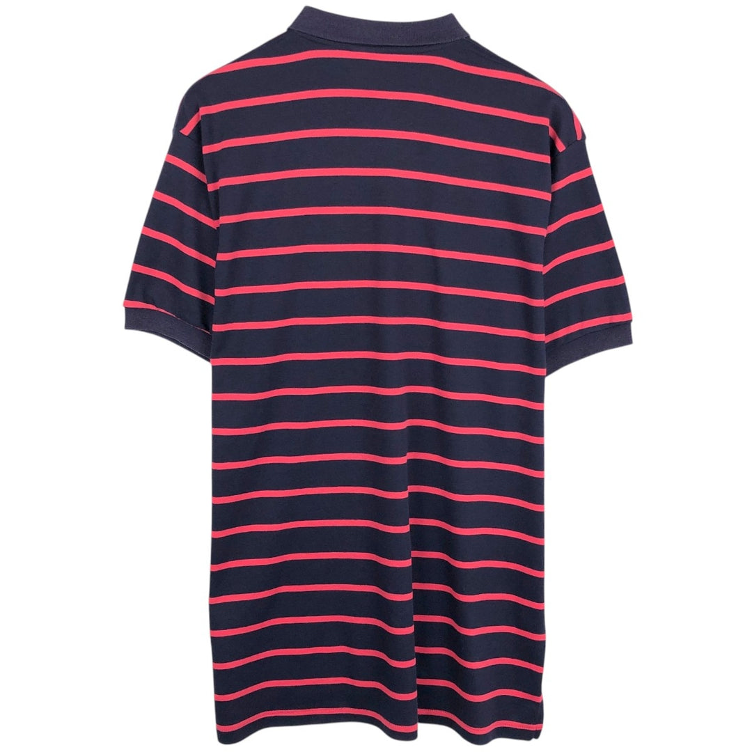 Vintage LLBean short-sleeved striped polo shirt from the 1990s, men's size L (approx.). unclear navy blue type Vintage Second Hand