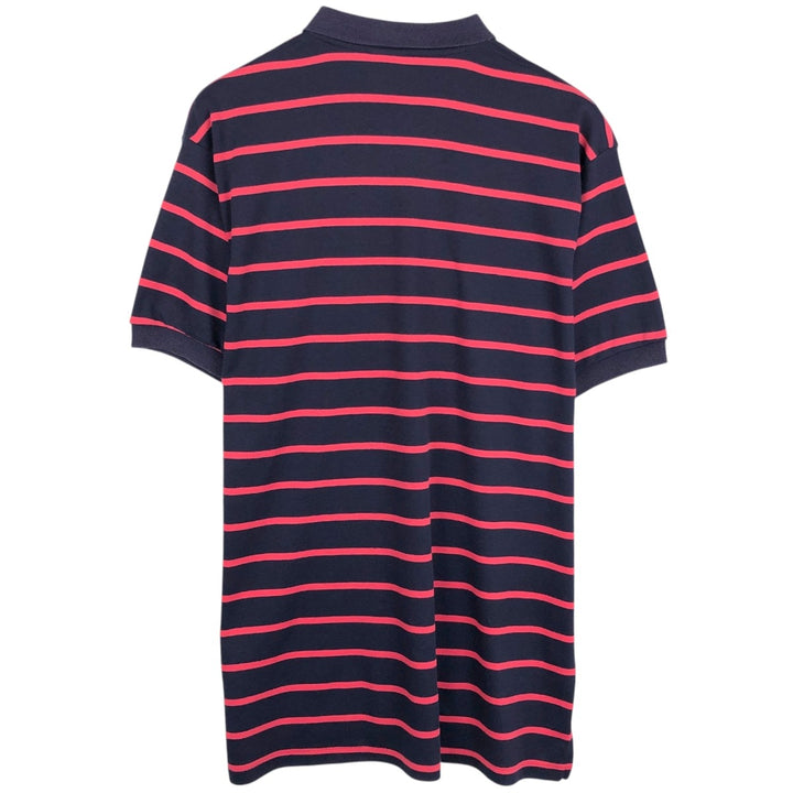 Vintage LLBean short-sleeved striped polo shirt from the 1990s, men's size L (approx.). unclear navy blue type Vintage Second Hand