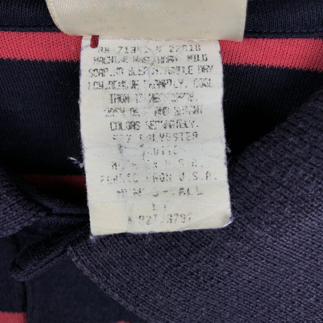 Vintage LLBean short-sleeved striped polo shirt from the 1990s, men's size L (approx.). unclear navy blue type Vintage Second Hand