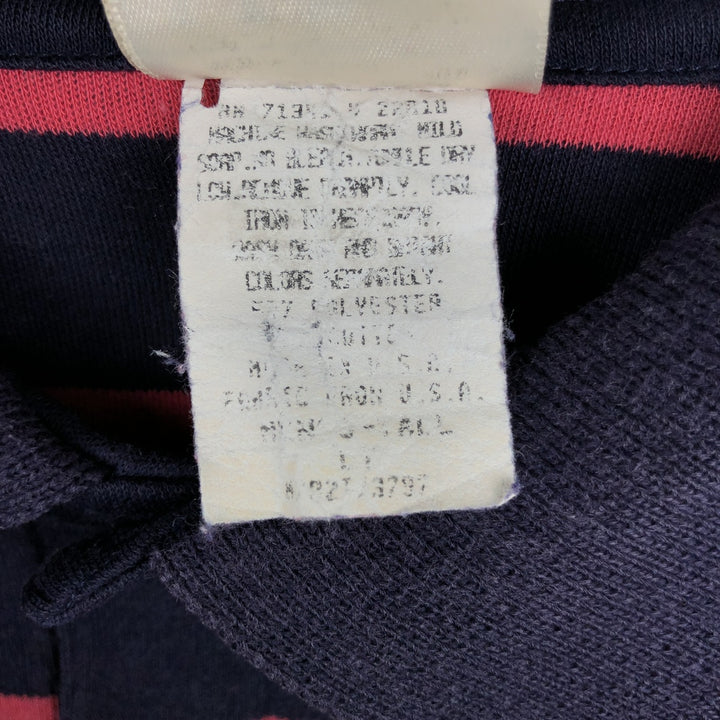 Vintage LLBean short-sleeved striped polo shirt from the 1990s, men's size L (approx.). unclear navy blue type Vintage Second Hand