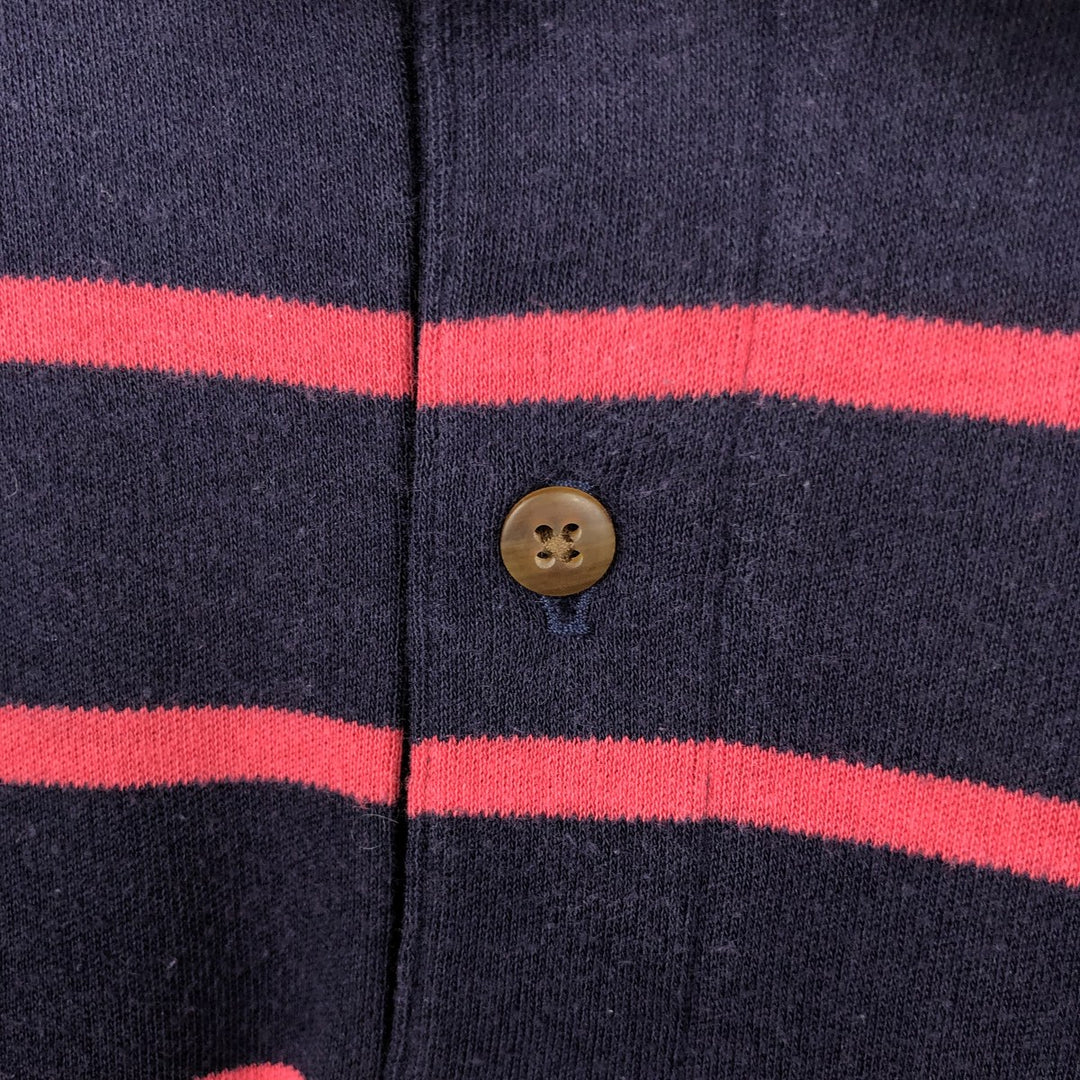 Vintage LLBean short-sleeved striped polo shirt from the 1990s, men's size L (approx.). unclear navy blue type Vintage Second Hand