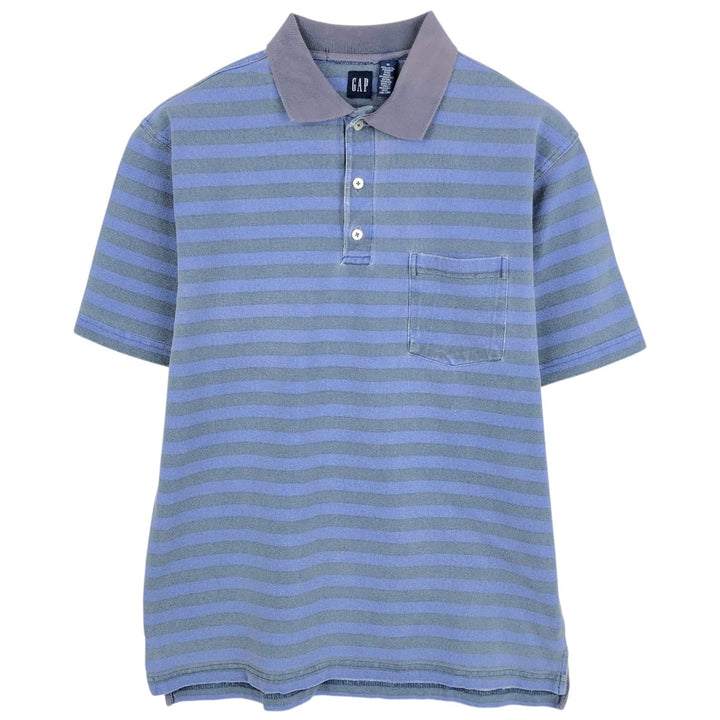 90'S GAP (Old GAP) Short-Sleeve Striped Polo Shirt, Men's Size M (Equivalent), Vintage cotton Blue type light blue Vintage Second Hand