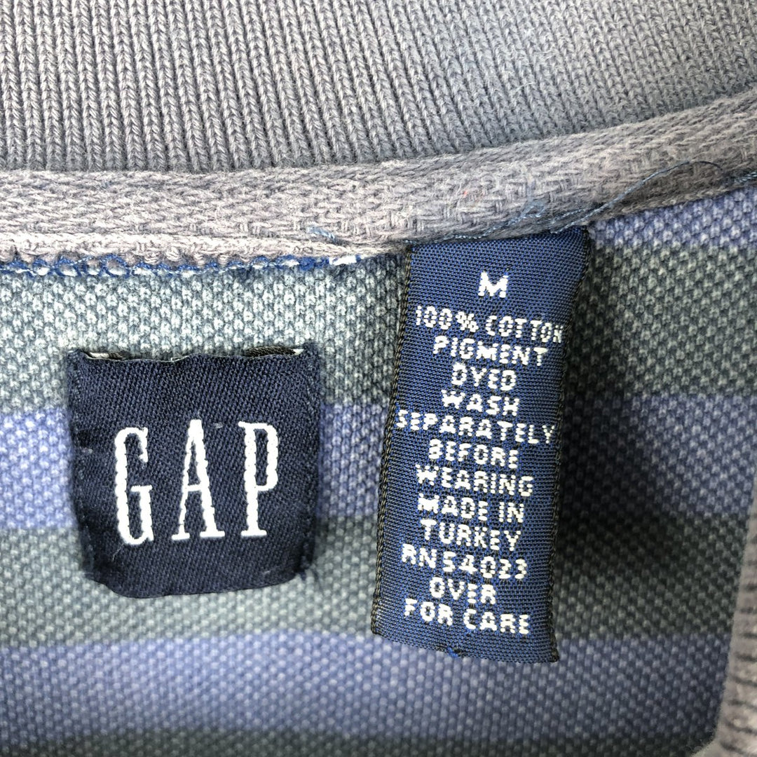 90'S GAP (Old GAP) Short-Sleeve Striped Polo Shirt, Men's Size M (Equivalent), Vintage cotton Blue type light blue Vintage Second Hand