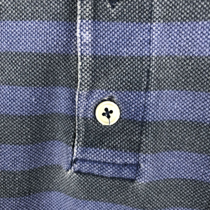 90'S GAP (Old GAP) Short-Sleeve Striped Polo Shirt, Men's Size M (Equivalent), Vintage cotton Blue type light blue Vintage Second Hand