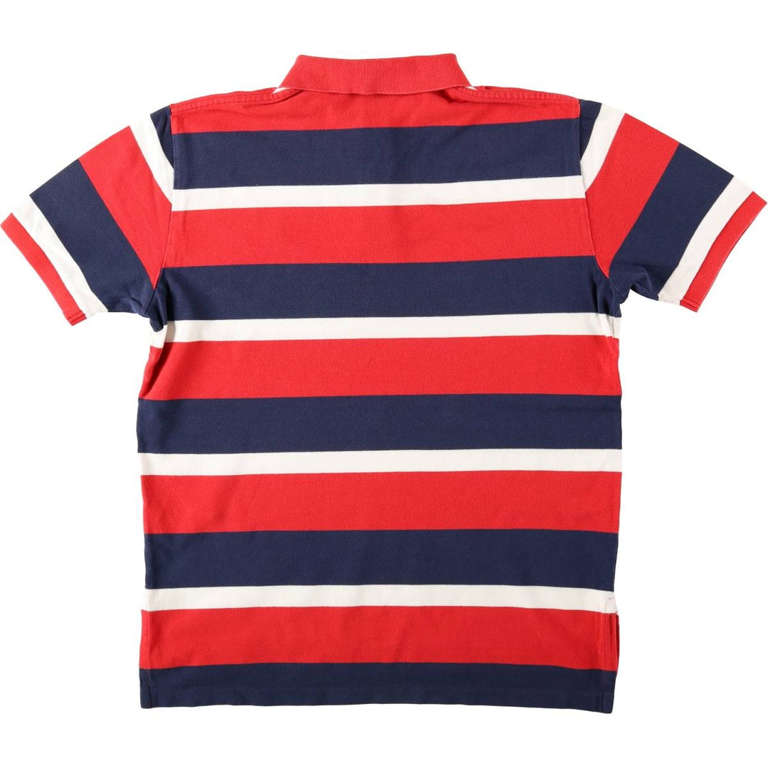 Ralph Lauren POLO by Ralph Lauren Multi-border short sleeve striped polo shirt Men's size L cotton red type Vintage Second Hand