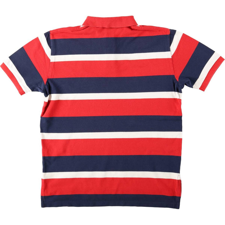 Ralph Lauren POLO by Ralph Lauren Multi-border short sleeve striped polo shirt Men's size L cotton red type Vintage Second Hand