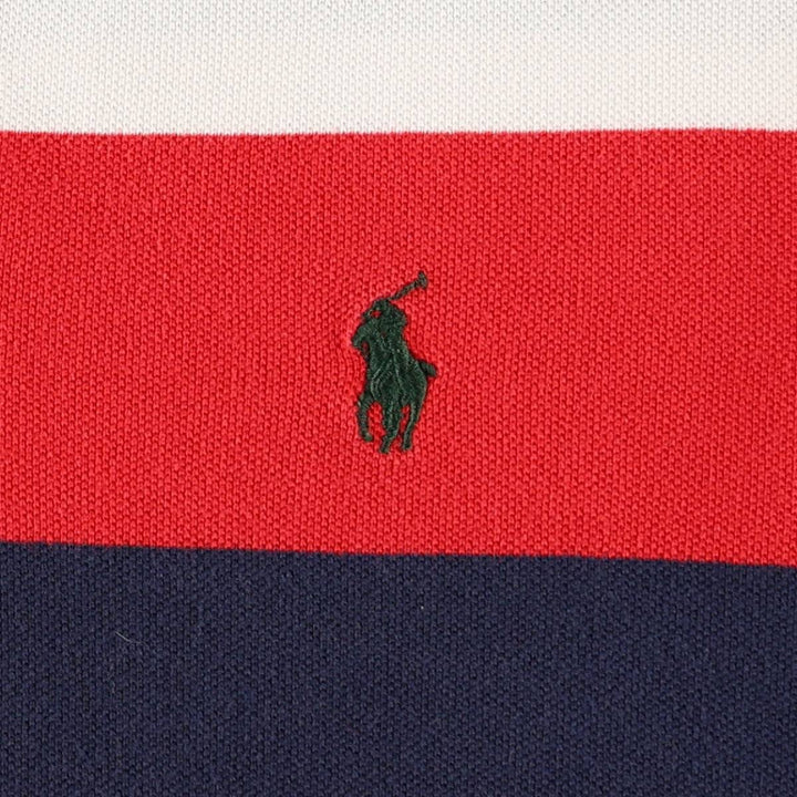 Ralph Lauren POLO by Ralph Lauren Multi-border short sleeve striped polo shirt Men's size L cotton red type Vintage Second Hand