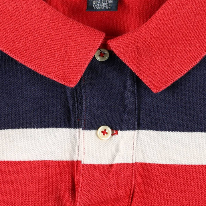 Ralph Lauren POLO by Ralph Lauren Multi-border short sleeve striped polo shirt Men's size L cotton red type Vintage Second Hand
