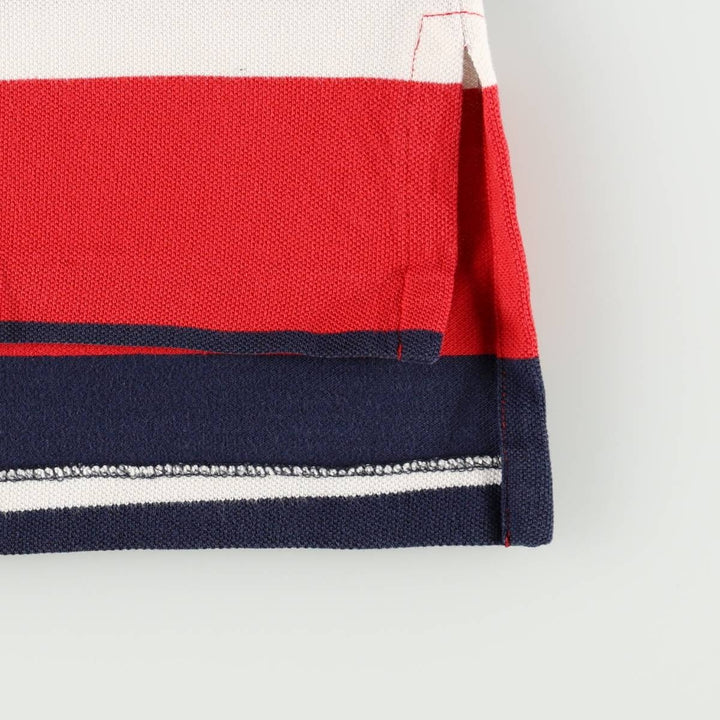 Ralph Lauren POLO by Ralph Lauren Multi-border short sleeve striped polo shirt Men's size L cotton red type Vintage Second Hand