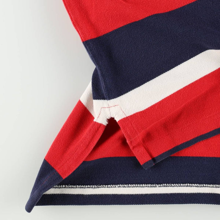 Ralph Lauren POLO by Ralph Lauren Multi-border short sleeve striped polo shirt Men's size L cotton red type Vintage Second Hand