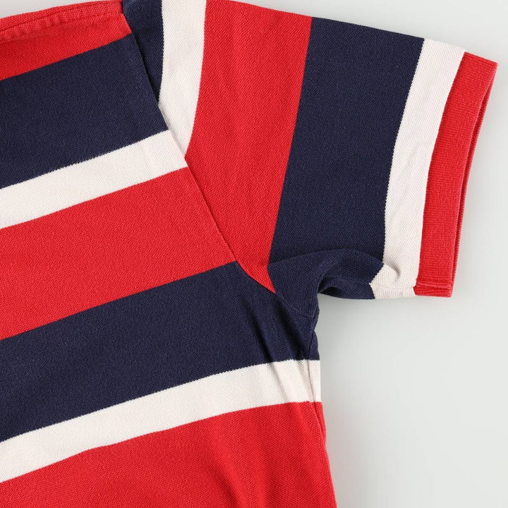 Ralph Lauren POLO by Ralph Lauren Multi-border short sleeve striped polo shirt Men's size L cotton red type Vintage Second Hand