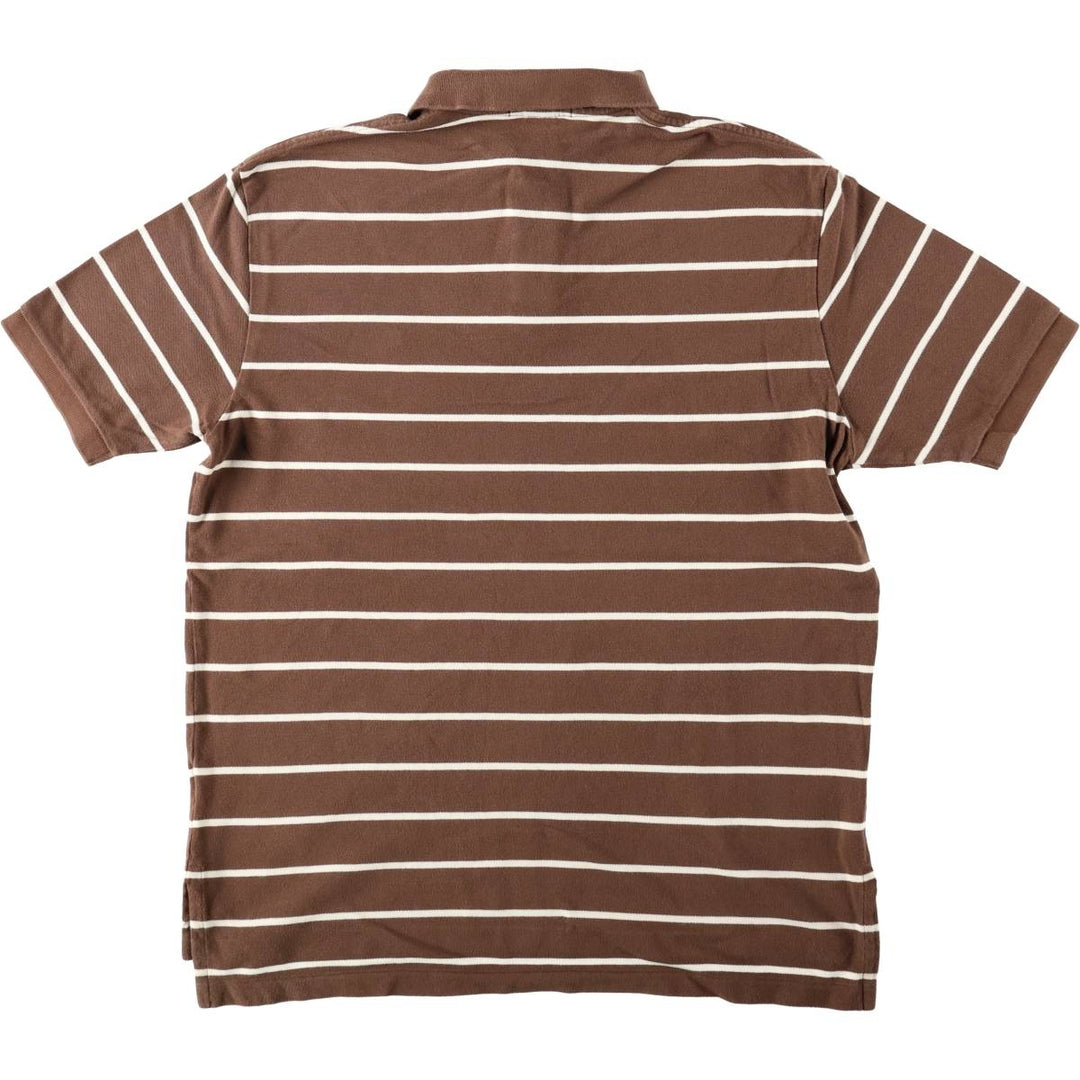 Ralph Lauren POLO by Ralph Lauren short sleeve striped polo shirt, men's XL size cotton brown type Vintage Second Hand
