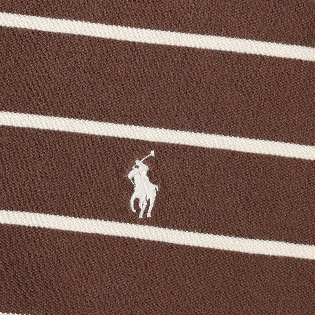 Ralph Lauren POLO by Ralph Lauren short sleeve striped polo shirt, men's XL size cotton brown type Vintage Second Hand