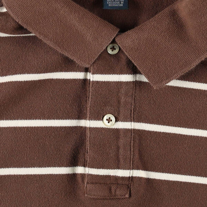 Ralph Lauren POLO by Ralph Lauren short sleeve striped polo shirt, men's XL size cotton brown type Vintage Second Hand