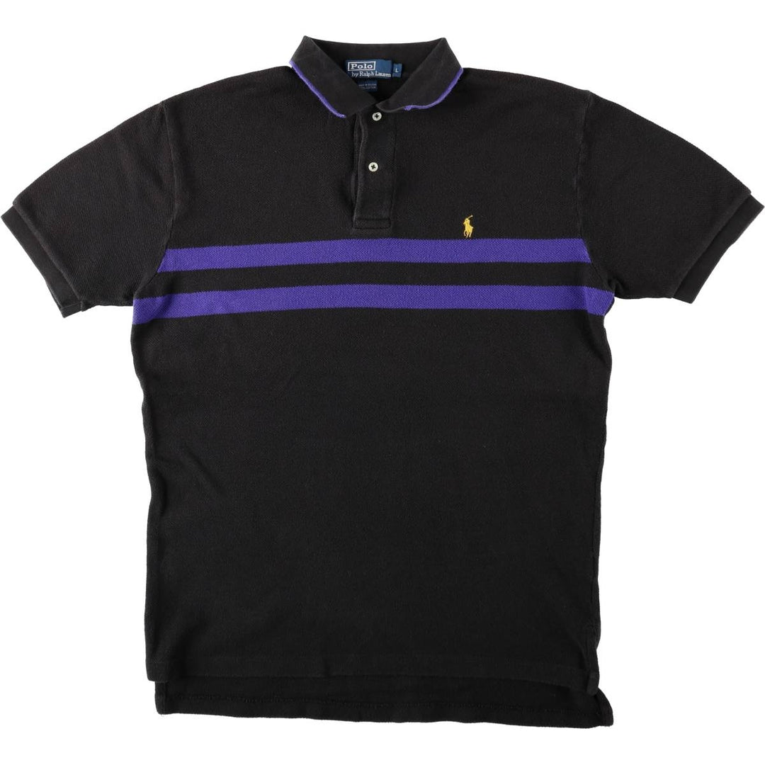 Ralph Lauren POLO by Ralph Lauren short sleeve polo shirt, men's size L cotton black type Vintage Second Hand