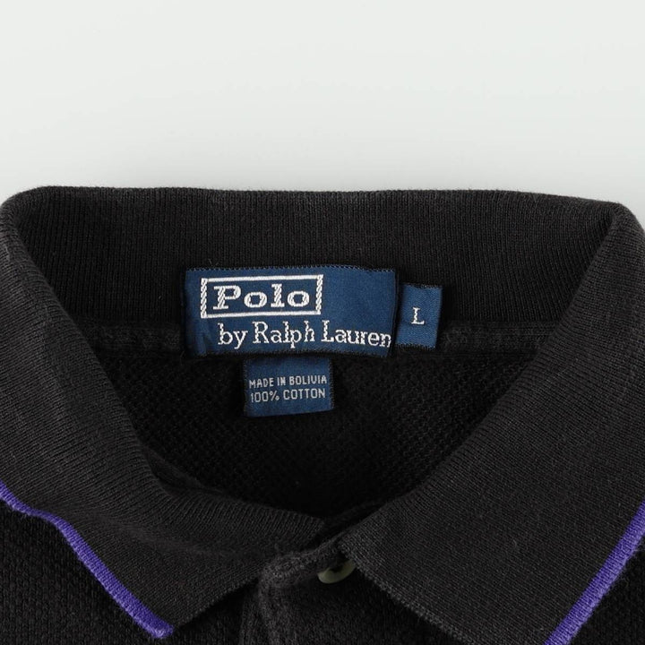 Ralph Lauren POLO by Ralph Lauren short sleeve polo shirt, men's size L cotton black type Vintage Second Hand