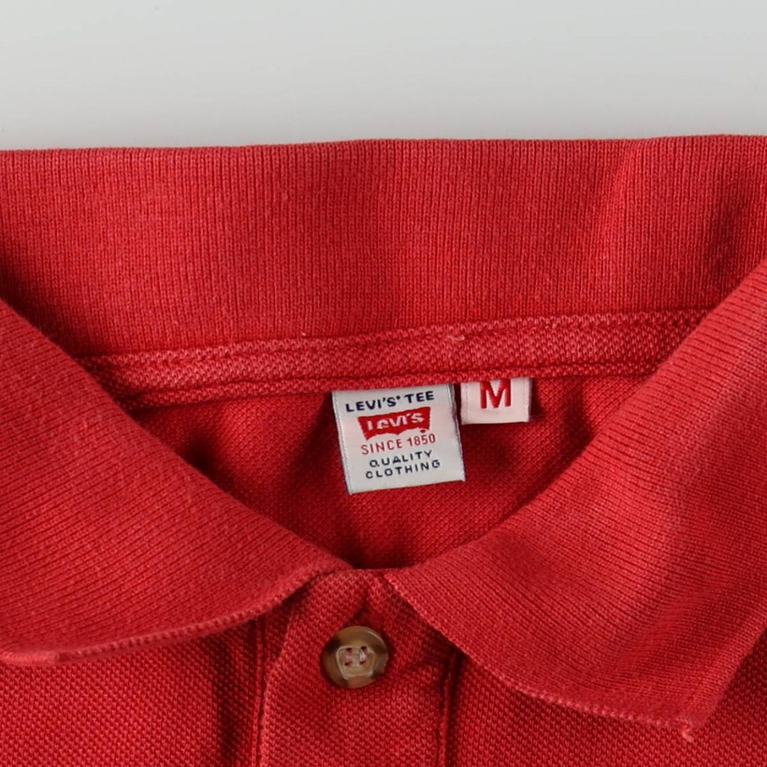 90'S Levi's short-sleeved polo shirt, men's size M equivalent, vintage. cotton red type Vintage Second Hand